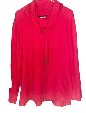 Chico’s Women’s Red Cowl Neck Soft Pullover Sweater W/Drawstrings Sz XXL SOFT
